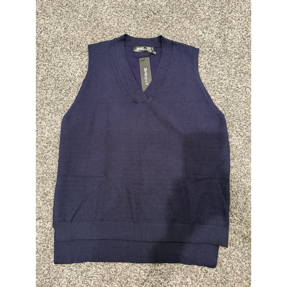 Allegra K Sweater Vest Womens Size Small Navy Blue V Neck